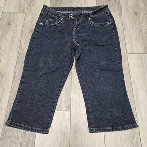 FUBU Y2K Denim Capri Blue Jeans V Pocket Dark Wash Vintage Women's Juniors 11/12